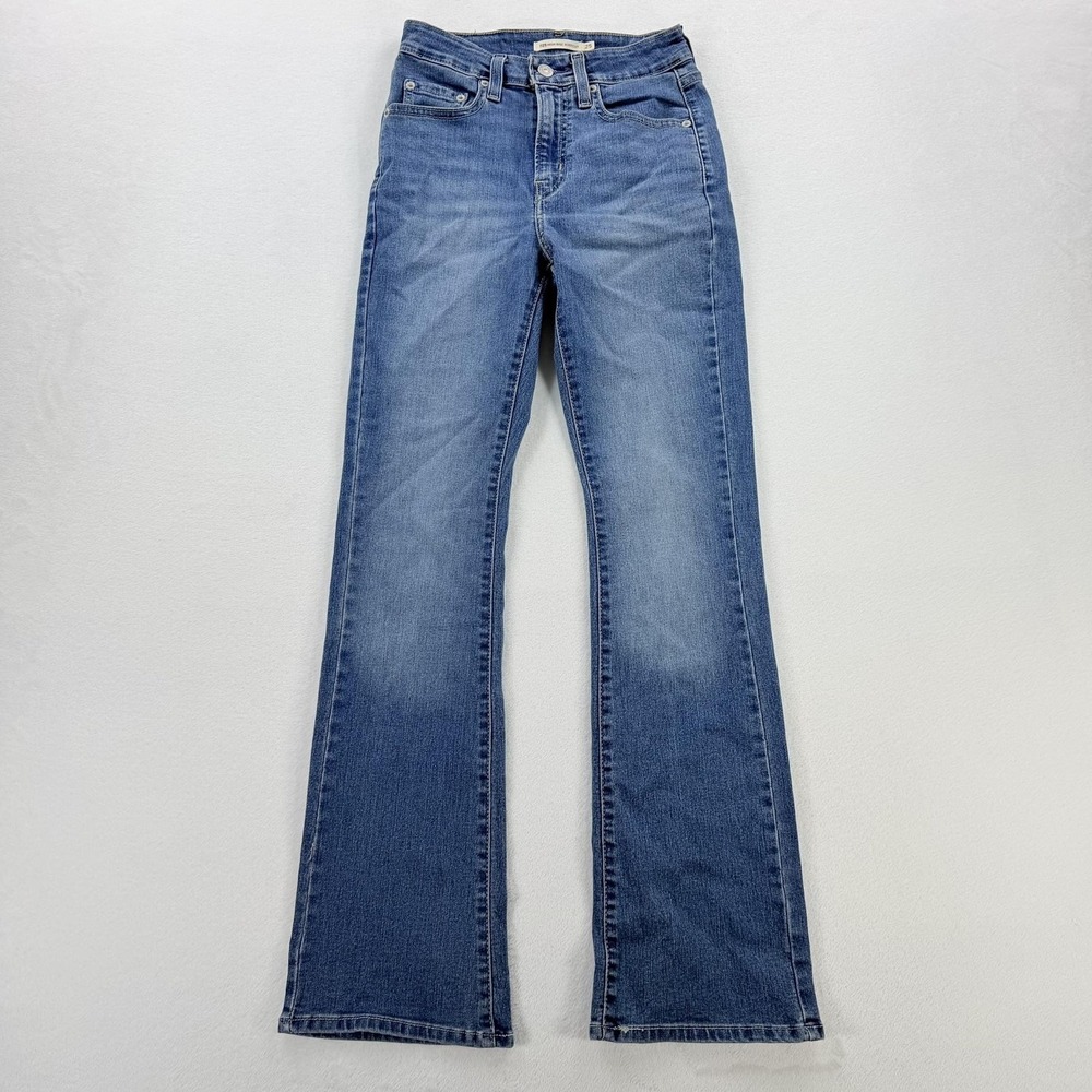 Levi's 725 High Rise Bootcut Jeans Womens W25 L30 Blue Stretch Denim Medium Wash